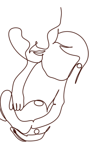 brown mother and baby line art